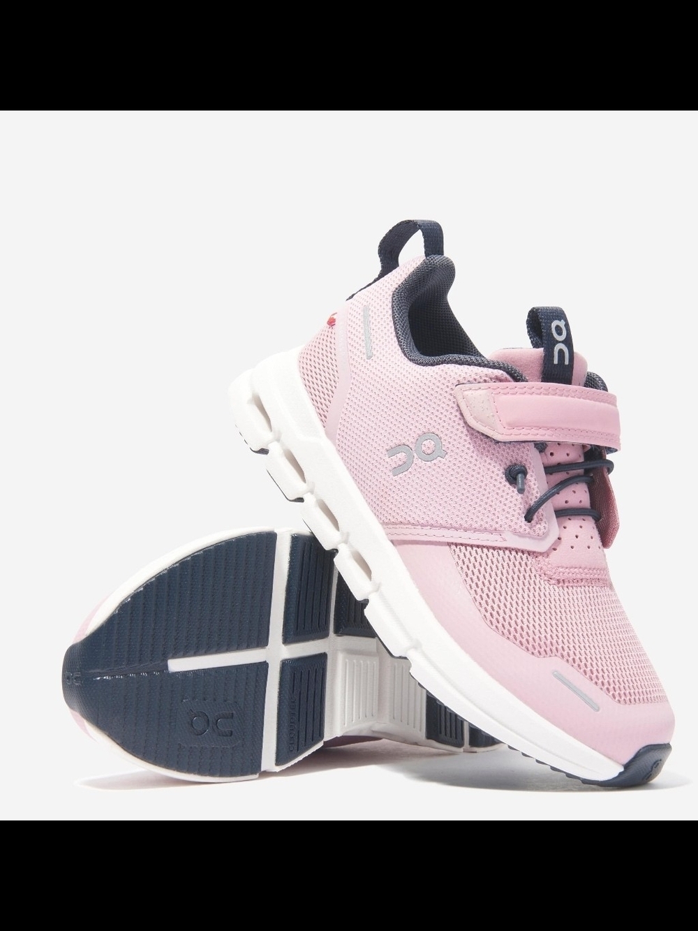 On Running Kids Pink and Navy Strap Sneakers